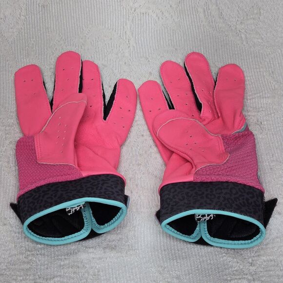 Jordan Fly Elite Batting Gloves Adult Large Pink/Turquoise Limited Edition Pair - Picture 5 of 12